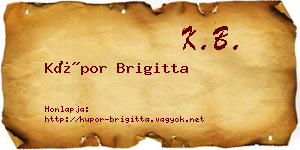 Kúpor Brigitta névjegykártya